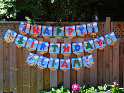 Super Mario Brothers - Customizable Birthday Banner - Includes all Letters of the Alphabet Super Mario Birthday Banner Super Mario Bros